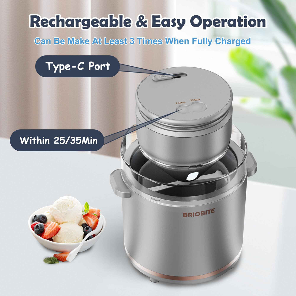 Briobite Dolce1000 Silver Ice Cream Maker - BRIOBITE