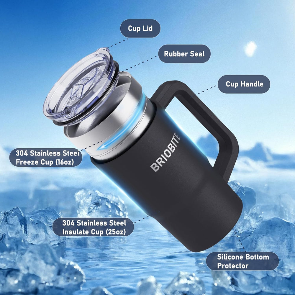 Briobite Freeze & Insulated Beer Mug Black - BRIOBITE