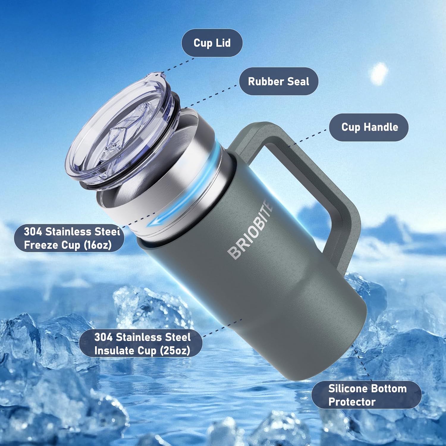 Briobite Freeze & Insulated Beer Mug Green - BRIOBITE